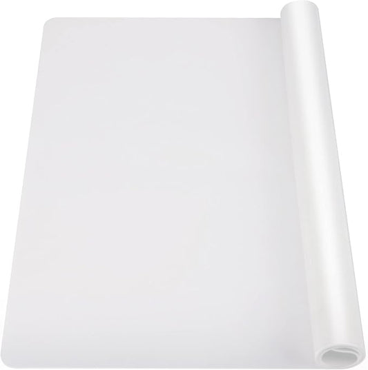 Ewen 25.6x17.7in 2mm Silicone Mats for Kitchen Counter, Extra Large Thick Heat Resistant Baking Mat, Silicone Countertop Protector Mat for Bar Air Fryer Crafts Work Glass Top Stove Cover Translucent