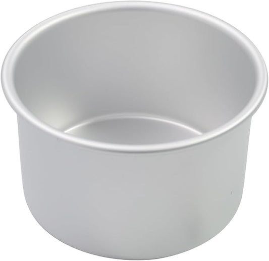 Aluminum smash cake 6×4 inch round Cake Pan,anodized aluminum cake pans,layer cake pan, baking pan For birthday cake, party Silver (6×4 round Cake Pan)