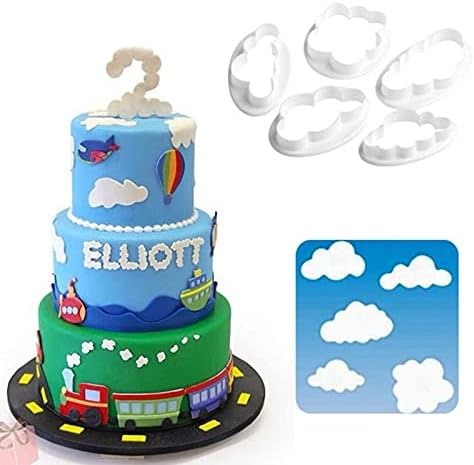 5PCS Different Pattern Plastic Fluffy Cloud Cutters Cookie Cutters Cake Cutters Fondant Cloud Cutters