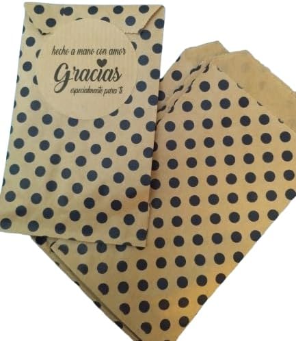 50 Handmade with Love Kraft Stickers, Gracias Stickers, Spanish Labels