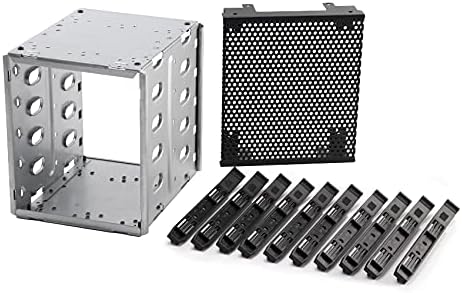 Hard Drive Cage,Galvanized Steel Plate + ABS Plastic Cage Hard Drive Tray Rack with Fan Space,Adapter Rack Bracket for Computer SATA 5.25in to 5X 3.5