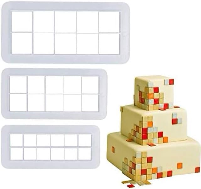 3Pcs White Square Cookie Cutter Set,3 Size Cookie Biscuit Cutters,Geometric Multicutter Cake Fondant Cutter,Novel Creative Cake Border Decorating Use Safety Easy to Store,Baking Tools and Accessories