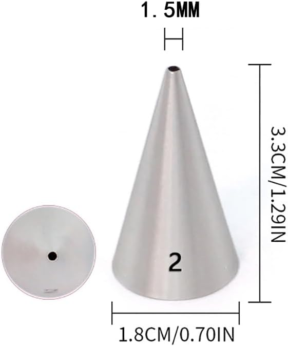 GSHLLO 15 Pcs Small Round Cake Decorating Tips Stainless Steel Piping Tips Set Small Detail Icing Tips Metal Cupcake Frosting Nozzles Cream Pastry Nozzles Baking Tools for Birthday Wedding