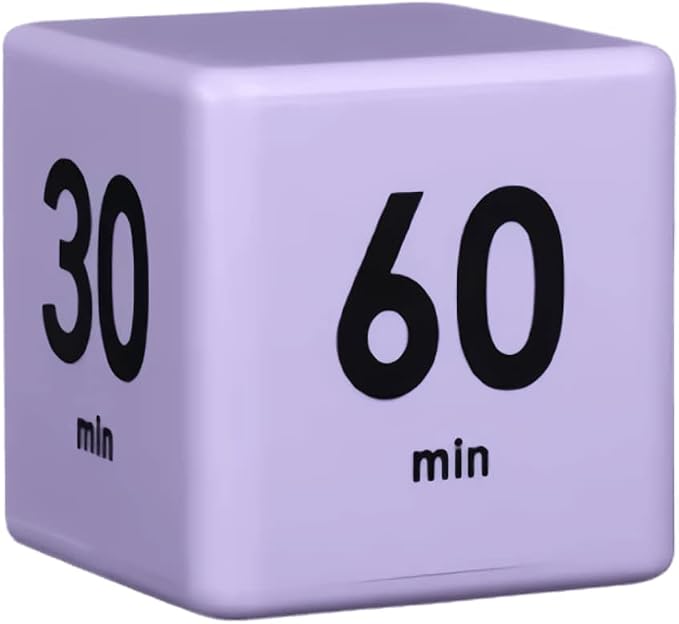 Feilifan Cube Timer, Dice Timer with Gravity Sensor for Kitchen Studying Workout Classroom Kids ADHD 15-20-30-60 Minute Preset, Purple