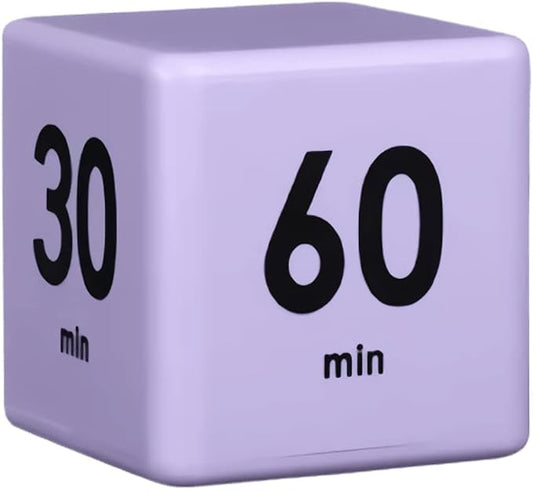 Feilifan Cube Timer, Dice Timer with Gravity Sensor for Kitchen Studying Workout Classroom Kids ADHD 15-20-30-60 Minute Preset, Purple