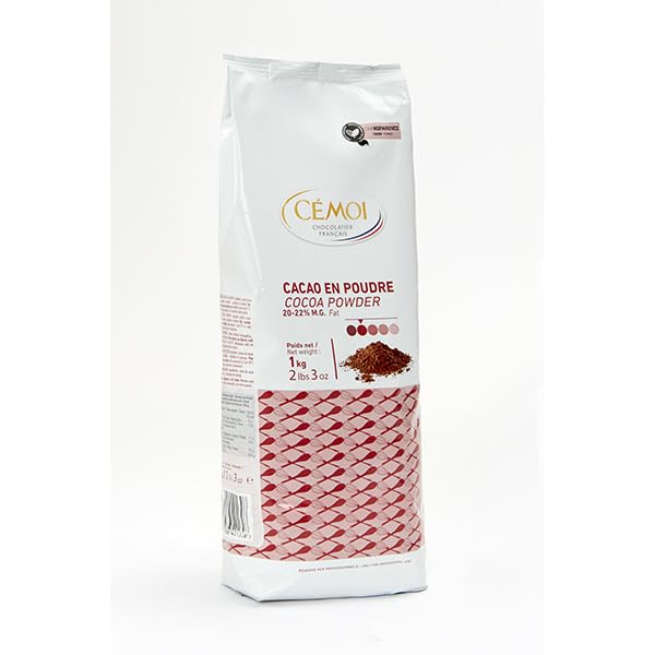 Cemoi Noel Red Extra Brute Cocoa Powder, Alkalized, 20-22% Fat, Gluten Free, Imported from France, 2.2 lb Foil Bag