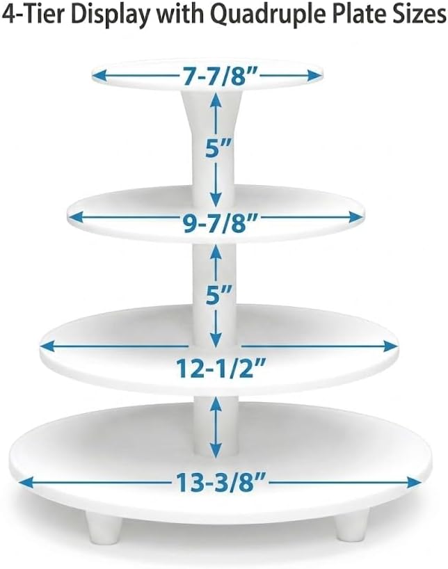 Oasis Supply 4-Tier Cake Stand – White Plastic Tiered Dessert Display Stand, Cupcake Stand for Cakes, Cupcakes, Weddings, Parties & Dessert Table Decorations