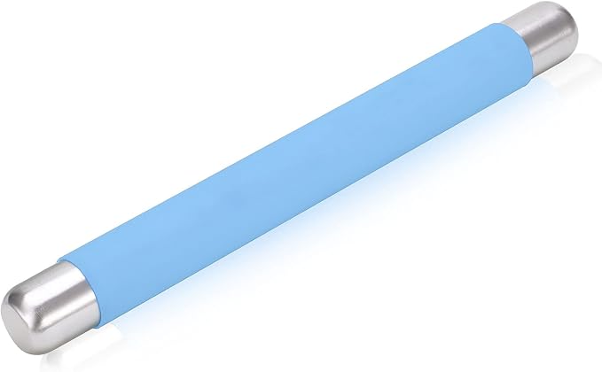 Rolling Pin Dough Roller for Baking with Thickened Non Stick Silicone Metal Handle Rolling Pin Stainless steel Fondant Roller Pin Cookie Pastry Kitchen Accessories 13.8 X 1.5 Inches