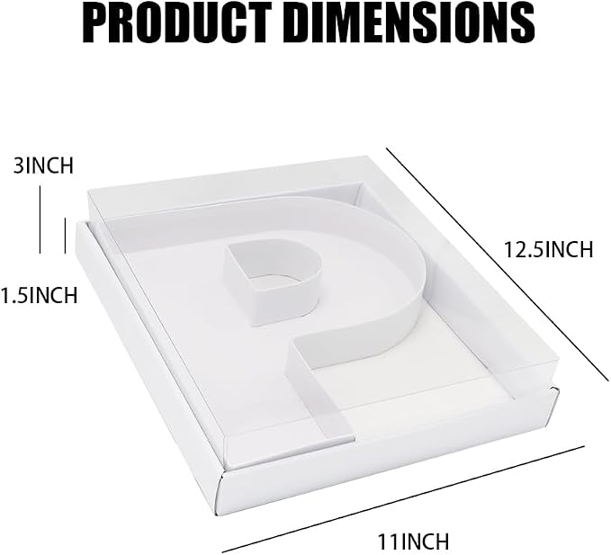 WENPACK 12.5" Cardboard Letter Shaped Mache Decorative Strawberries Fillable Sweets Initial Box with Clear Lid (White, P)