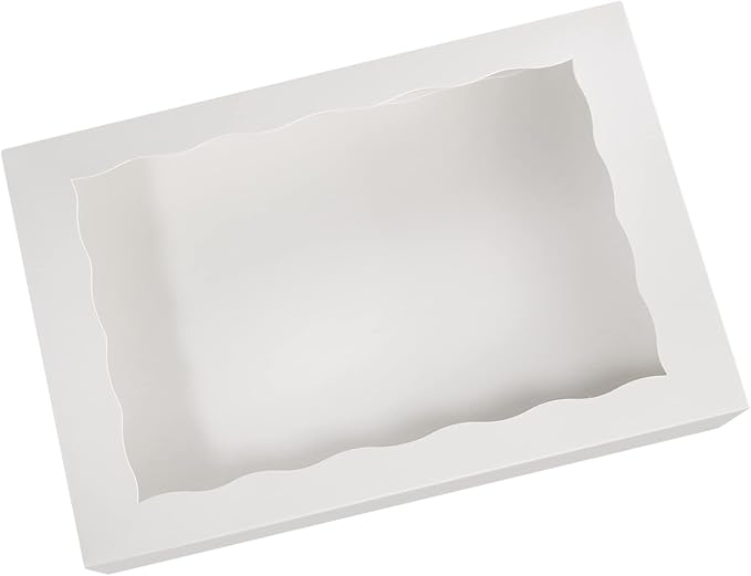 ONE MORE 15-Pack White Bakery Box12x8x2.5inch,Large Pastry Cookie Box for Donuts,Muffins with Window Lid - Auto-Pop up Paper Box Doughnut Chocolate Strawberries Treat Boxes,Pack of 15