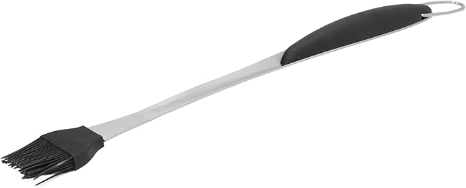 Stainless Steel Basting Brush with Heat Insulated Handle | Food Grade Silicone Brush for BBQ/Grilling/Baking | Long Handle Oil & Sauce Brush, Simple to Maintain