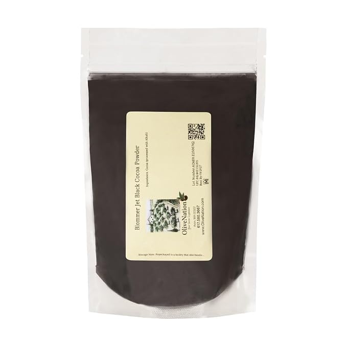 Blommer Jet Black Cocoa Powder from OliveNation - 32 ounces | Dutch Process Extra Dark Unsweetened Baking Cocoa - Intense Taste & Color in Cakes, Cookies, Frosting/Fillings, Hot Chocolate
