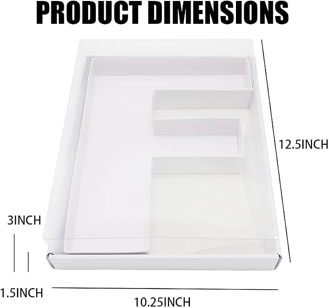 WENPACK 12.5" Cardboard Letter Shaped Mache Decorative Strawberries Fillable Sweets Candy Box with Clear Lid (White, F)