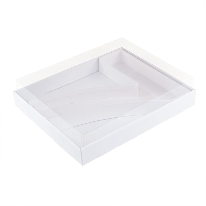 WENPACK 12.5" Cardboard Number Shaped Mache Cupcake Strawberries Fillable Carton Box with Clear Lid (White, 7)