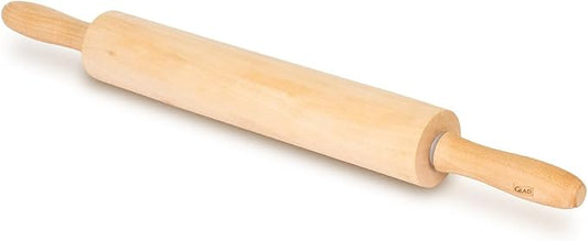 Glad Wood Rolling Pin, 17.5 Inch - Large Dough Roller for Baking, Pizza, Cookies - Heavy Duty, Natural Wooden Kitchen Essential