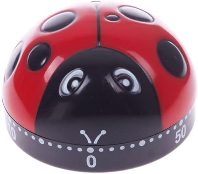 Ladybug Mechanical Cooking Timer - 60-Minute Kitchen Alarm Clock with Loud Ring