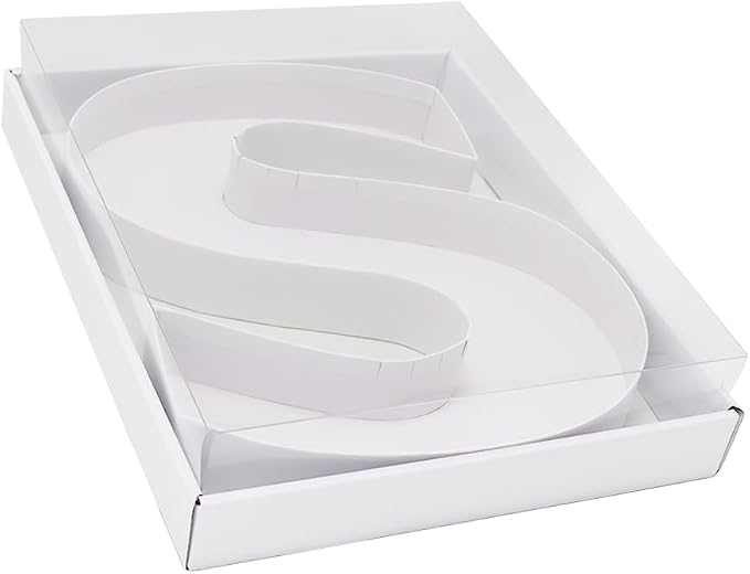 WENPACK 12.5" Cardboard Letter Shaped Mache Decorative Strawberries Fillable Sweets Candy Box with Clear Lid (White, S)