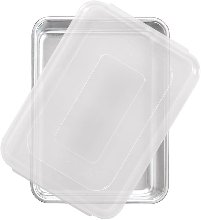 Nordic Ware Natural Aluminum Commercial Cake Pan with Lid, Rectangle Pan with Lid Silver, 9 x 13