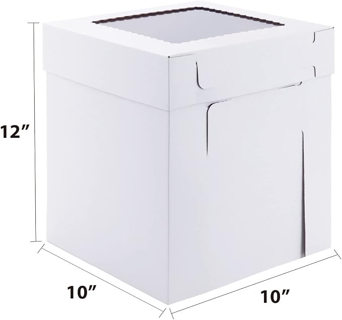Tall Cake Boxes for Tier Cakes,10x10x12 Inch [3Pack ] Thick Sturdy Cake Box with Window, Layer Cake Carrier,Disposable Cake Containers
