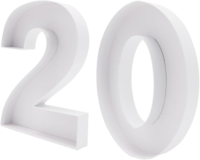 12inch Cardboard Number Fillable Food Tray Box for Charcuterie, Cupcake Arrangement, Birthday Anniversary (White, 20)