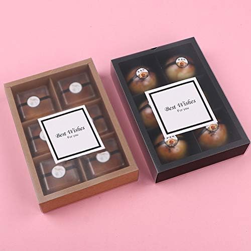 12 Packs Cupcake Boxes,Food Grade Paper Treats Gift Boxes with Inserts and Display Windows,Cupcake Containers for Baking Pastries Goodies Biscuits(6 Lattices)