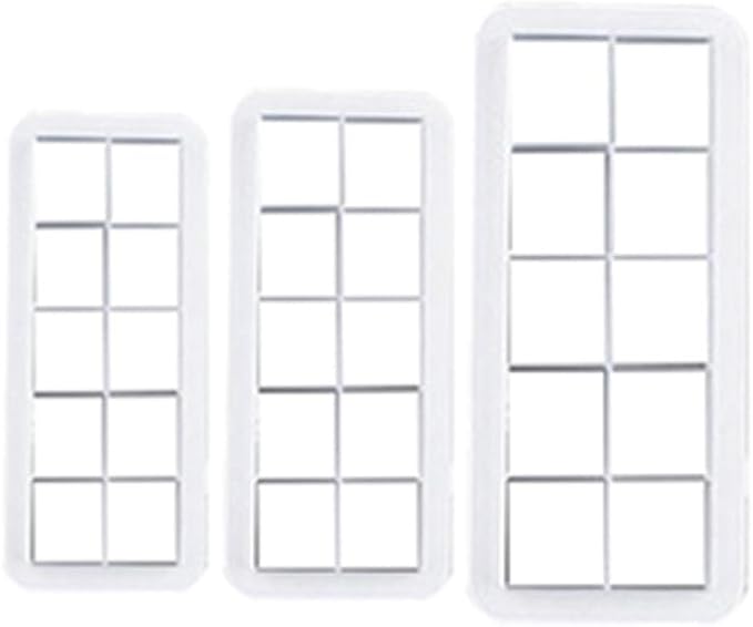 3Pcs Square Cookie Cutter Set with Geometric Design, 3 Sizes Plastic Biscuit and Fondant Cutters for Baking