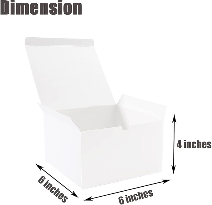 Frantis 20 Pack White Gift Boxes with Lids, 6x6x4 Inch Small Gift Boxes for Wedding Favors, Bridesmaid Proposal, Candles, Mugs, Treats & Retail Packaging, Includes Thank You Stickers