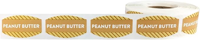 Peanut Butter Grocery Store Food Labels .75 x 1.375 Inch Oval Shape 500 Total Adhesive Stickers