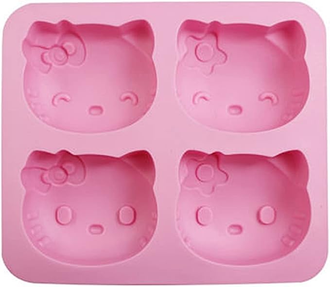 INKU 4 Cups Hello Kitty Silicone Fondant Cake Mold,Ice mold,Chocolate tray,Birthday Cake Decoration 4 Inch silicone Cake mold soap cake chocolate decorations