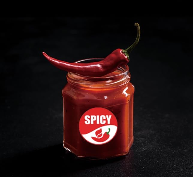 Spicy Stickers, 1.5 Inch Grocery Store Food Warning Spicy Labels Adhesive Stickers 500 Pcs