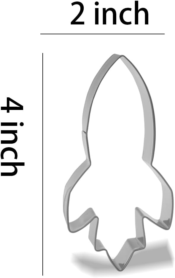 Keewah Space Rocket Cookie Cutter, 4”, Stainless Steel