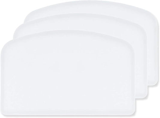 DOERDO Flexible Food Safe Plastic Dough Scraper,for Food Cutting and Cleaning,Multipurpose Food Scrappers(White,3PCS)