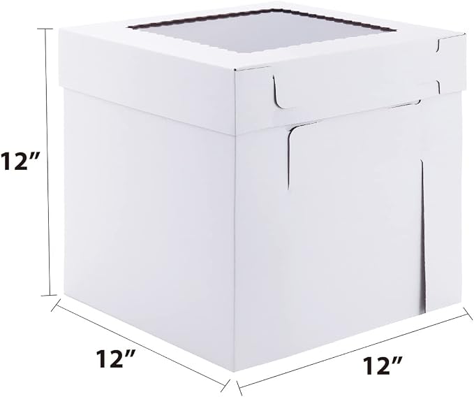 Tall Cake Boxes for Tier Cakes,12x12x12 Inch [3 Pack ] Thick Sturdy Bakery Box with Window,White Wedding Cake Boxes,Layer Cake Carrier,Disposable Cake Containers