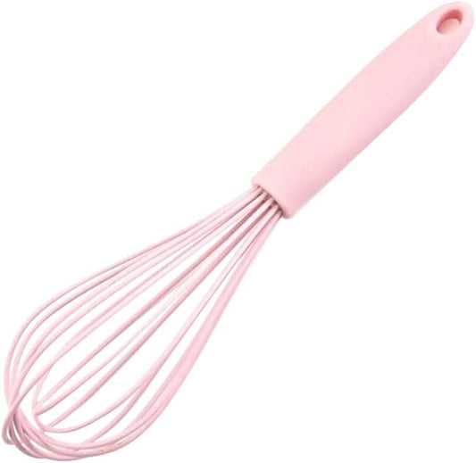 Silicone Whisk for Cooking and Baking, 10in Pink pink color