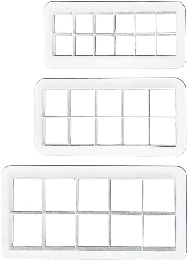 3Pcs White Square Cookie Cutter Set - Geometric Baking Tools for Biscuit, Cake and Fondant | Multi-Size Stainless Steel Cutters Baking Supplies, Cake Decorating Accessories
