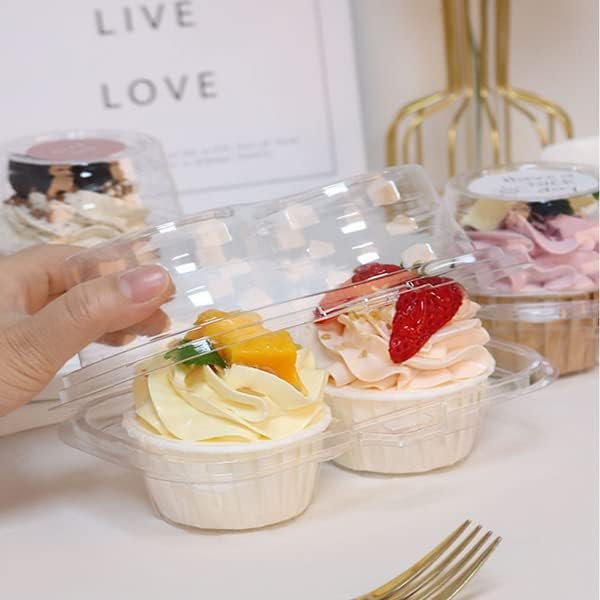 Clear Cupcake Boxes with 2 Compartment,Plastic Stackable Cupcake Carrier Holder Box - BPA-Free,Durable,Keep Your Cupcakes or Muffins Delicious (15)