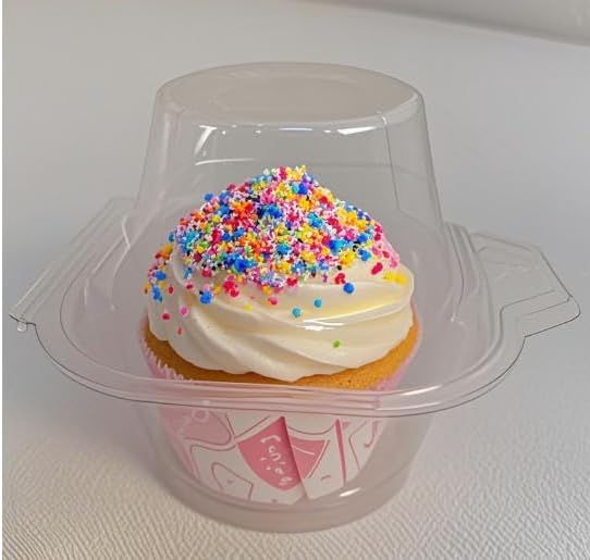 single cupcake containers Muffin Container Cupcake Carrier(100pc) | Individual Cupcake storage Containers with Lids,Plastic Cupcake Boxes,Disposable Muffin Holders.for Baking,Parties & Picnics.