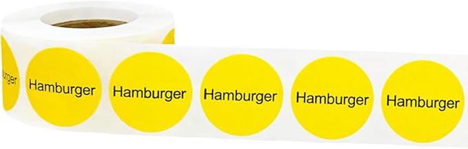 Yellow with Black Hamburger Circle Dot Adhesive Stickers, 1 Inch Round Labels, 500 Total Stickers