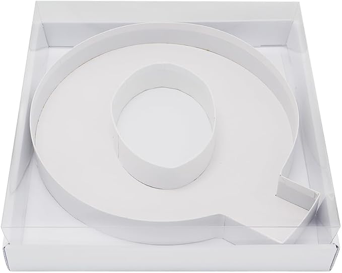 WENPACK 12.5" Cardboard Letter Shaped Mache Decorative Strawberries Fillable Sweets Candy Box with Clear Lid (White, Q)