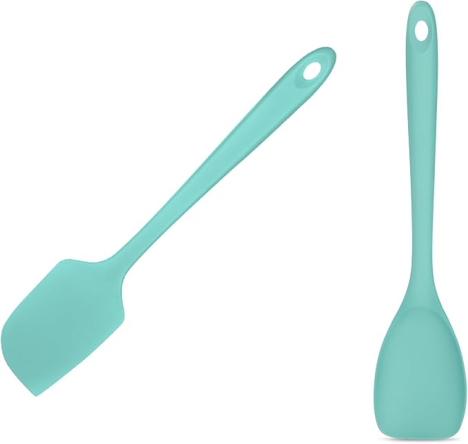 U-Taste 600ºF High Heat 11.38in Silicone Large Spatula and 600ºF Heat Resistat Spatula Spoon Flexible Silicone Cooking Scoop Spoonula (Aqua Sky)