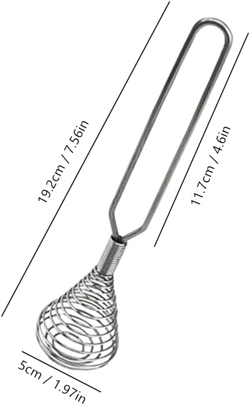 Mini French Spring Whisk, 7.56 Inch Silver Stainless Steel Spring Coil Whisk, Hand Eggbeater Egg Mixer Whisk Blender Stirring Beater
