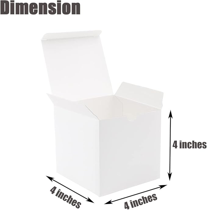 Frantis 24 Pack White Gift Boxes with Lids, 4x4x4 Inch Small Favor Boxes for Weddings, Bridesmaid Proposals, Christmas, Treats & Small Business Packaging, Includes Thank You Stickers