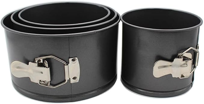 4 pcs Springform Pan Set, 4 5 6 7 inches Round Cake Tin with Removable Bottom, Nonstick Leakproof Carbon Steel Cheese Cake Pans Mold for Baking(COLOR:Black)