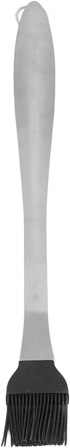 Stainless Steel Basting Brush with Silicone Head | Heat Insulation Long Handle for BBQ/Baking/Pastry | Food Grade Oil Brush for Sauce & Marinade | Multipurpose Kitchen Tool