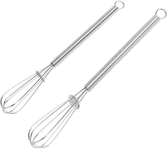 Stainless Steel Mini Whisk Set of 2, Small Wire Hand Whisks, Kitchen Cookware for Cooking, Whisking, Blending, Beating, 5/7/8/10 inch