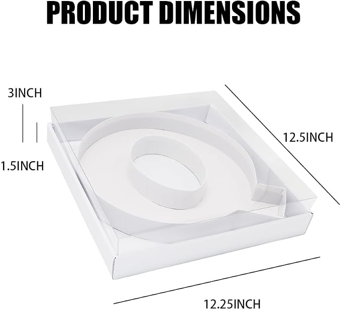 WENPACK 12.5" Cardboard Letter Shaped Mache Decorative Strawberries Fillable Sweets Candy Box with Clear Lid (White, Q)
