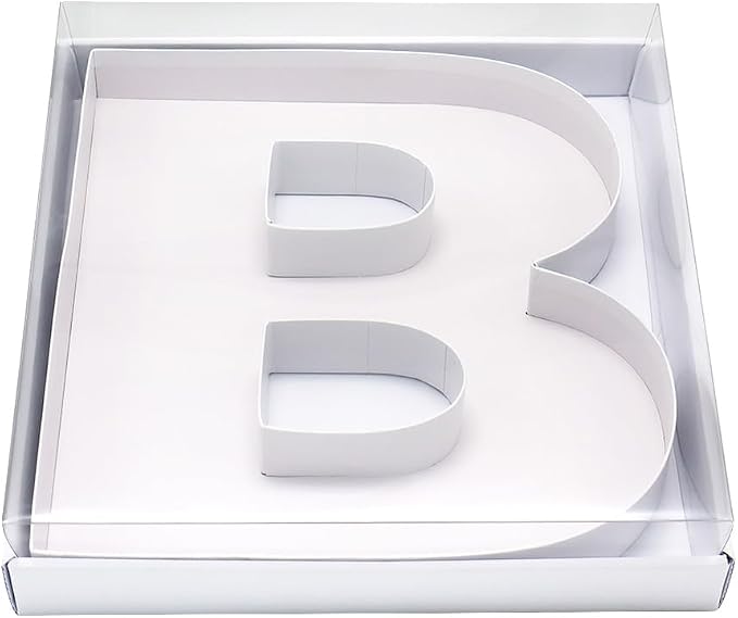 WENPACK 12.5" Cardboard Fillable Letter Shaped Mache Charcuterie Sweets Candy Decorative Box with Clear Lid (White, B)