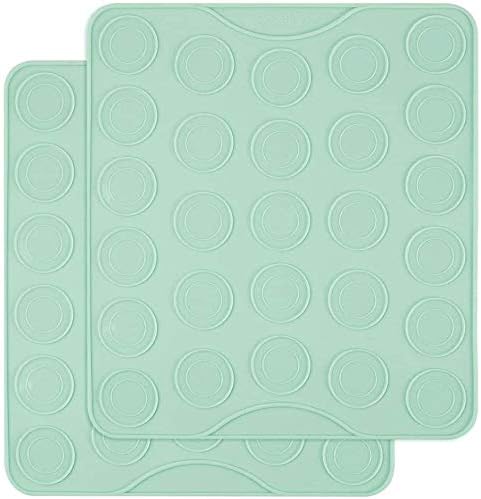 Webake Macaron Silicone Mat Set of 2, Macaroon Baking Mat 54-Cavity, Silicone Template Sheet Baking Pan Liner for Cookie, Pastry Making(Green)