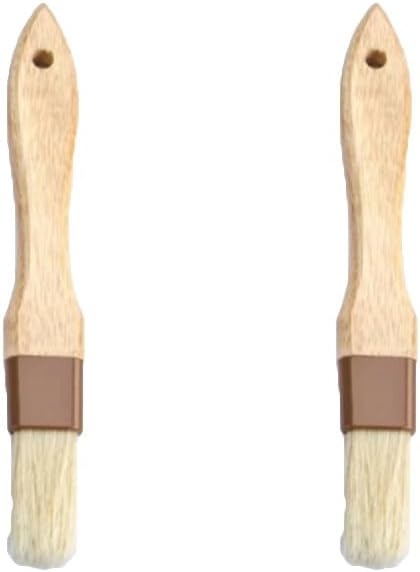 1inch Width Pastry Brush Basting Brush Kitchen Brushes for Cooking, 2pcs Boar Bristle Food Brushes for BBQ, Beech Wooden Handle Butter Brush for Baking, Spreading Marinade, Sauce, Oil, Egg