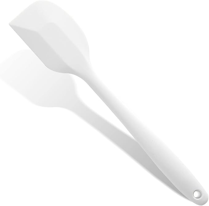 White Silicone Spatula for Cooking, 10.8In Small Kitchen, Flexible Rubber for Baking